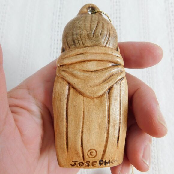 Vintage Nativity Christmas Flat Ornament Set of 5 Jesus Joseph Wiseman Donkey - Picture 9 of 16